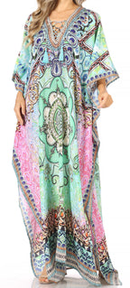 Sakkas Georgettina Rhinestone Caftan Dress