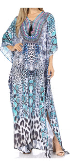 Sakkas Georgettina Rhinestone Caftan Dress