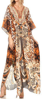 Sakkas Georgettina Rhinestone Caftan Dress