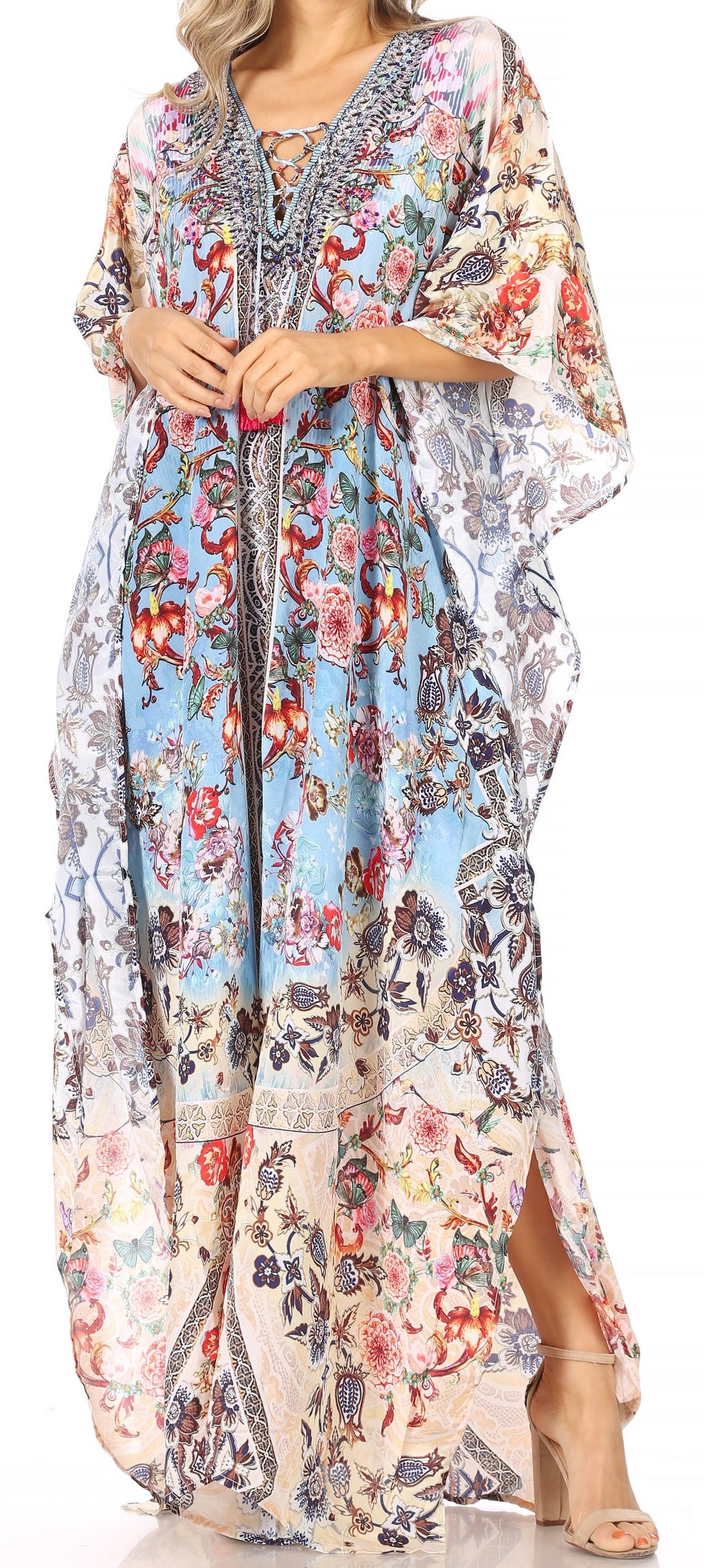 Sakkas Georgettina Rhinestone Caftan Dress