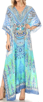 Sakkas Georgettina Rhinestone Caftan Dress