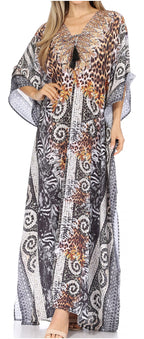 Sakkas Georgettina Rhinestone Caftan Dress