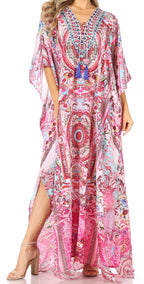 Sakkas Georgettina Rhinestone Caftan Dress