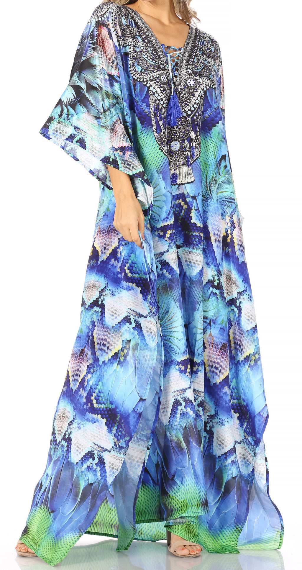 Sakkas Georgettina Rhinestone Caftan Dress