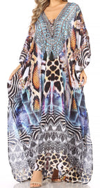 Sakkas Georgettina Rhinestone Caftan Dress