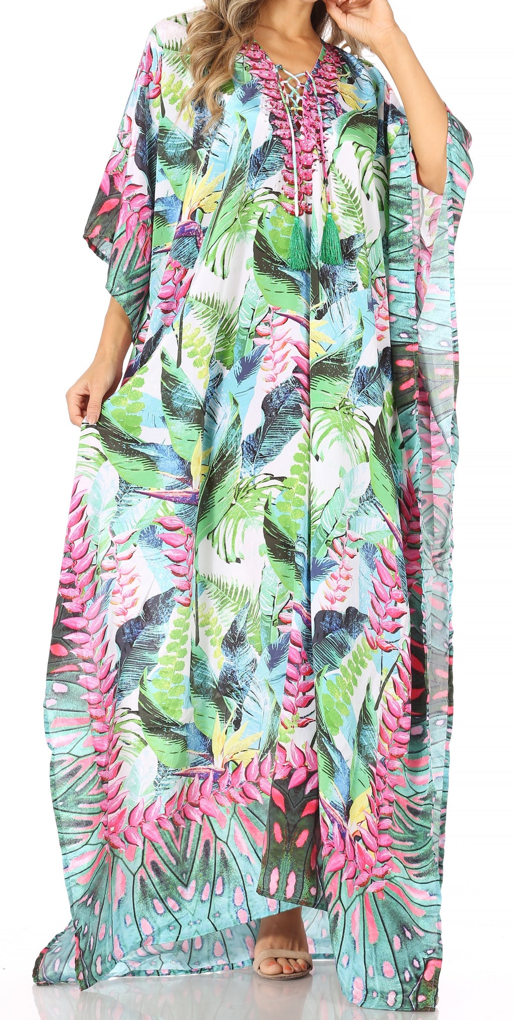 Sakkas Georgettina Rhinestone Caftan Dress