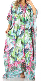 Sakkas Georgettina Rhinestone Caftan Dress