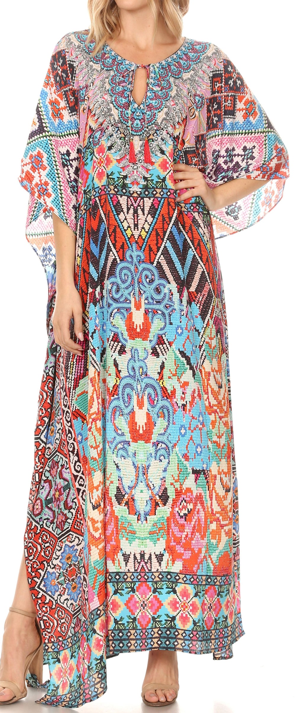 Sakkas Georgettina Rhinestone Caftan Dress
