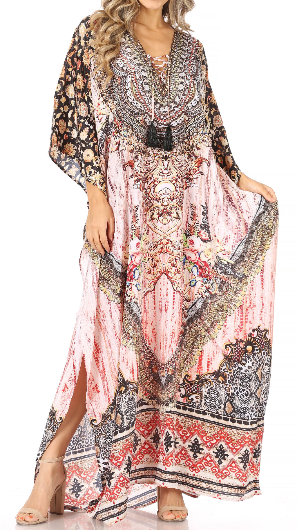 Sakkas Georgettina Rhinestone Caftan Dress