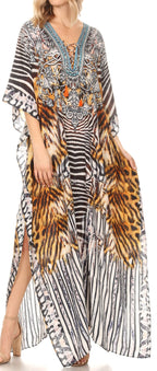 Sakkas Georgettina Rhinestone Caftan Dress