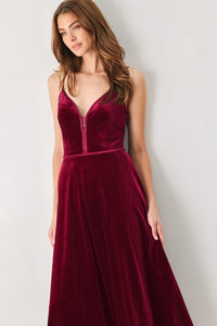 Burgundy Velvet Sweetheart Keyhole Midi Dress