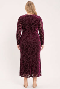 Cabernet Floral Velvet Midi Dress