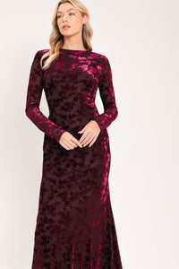 Cabernet Floral Velvet Midi Dress