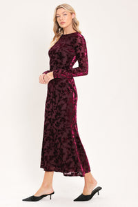 Cabernet Floral Velvet Midi Dress