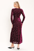 Cabernet Floral Velvet Midi Dress