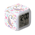 Kids Alarm Clock 7 in 1 LED Night Light with Wake Up Function Display Time Date Temperature USB Powered Color Changing Lamp