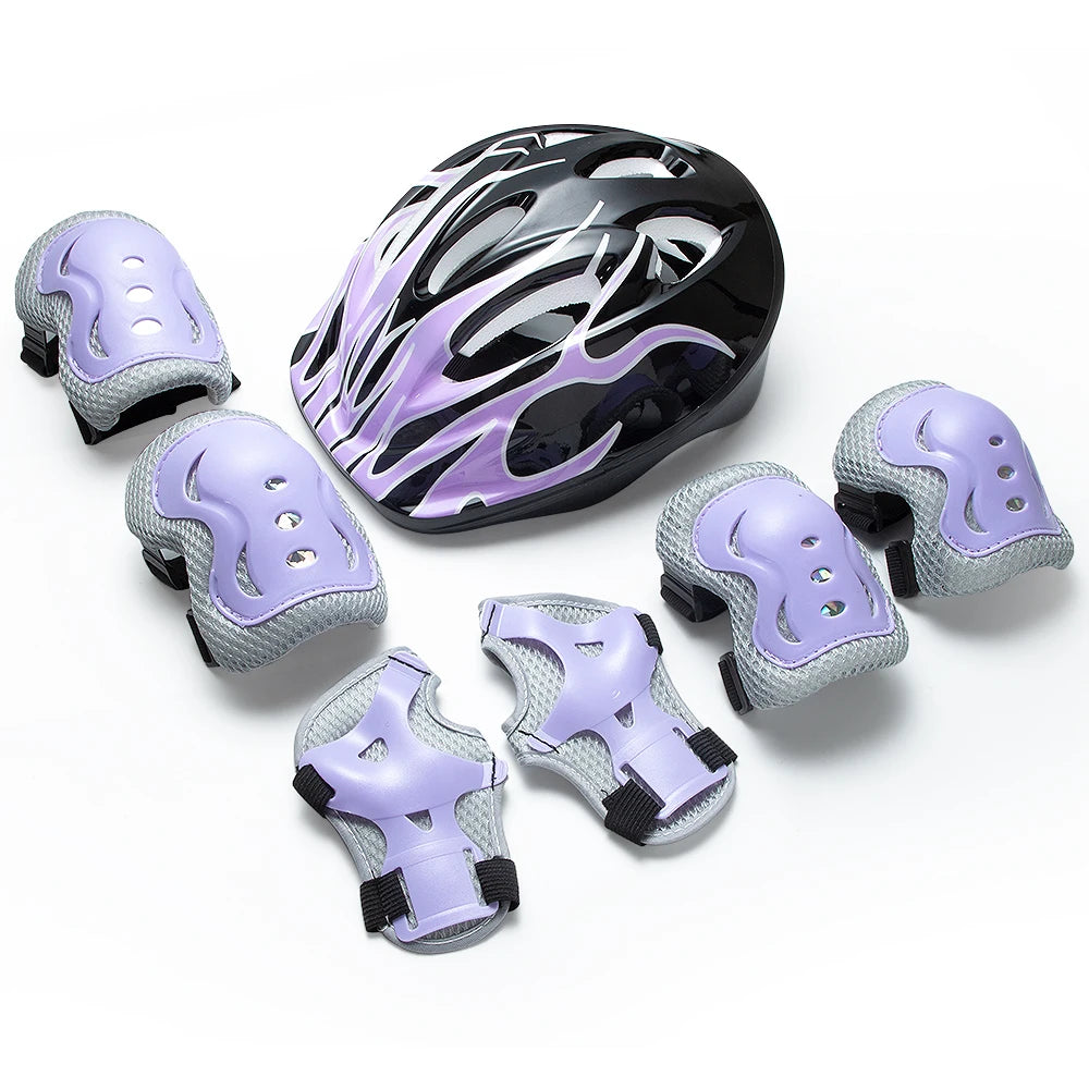 Kids Adjustable Helmet and Pads Set, Knee Pads Elbow Pads Wrist Guards Protective Gear for Kids 3-10, Ideal for Bicycle, Skatebo
