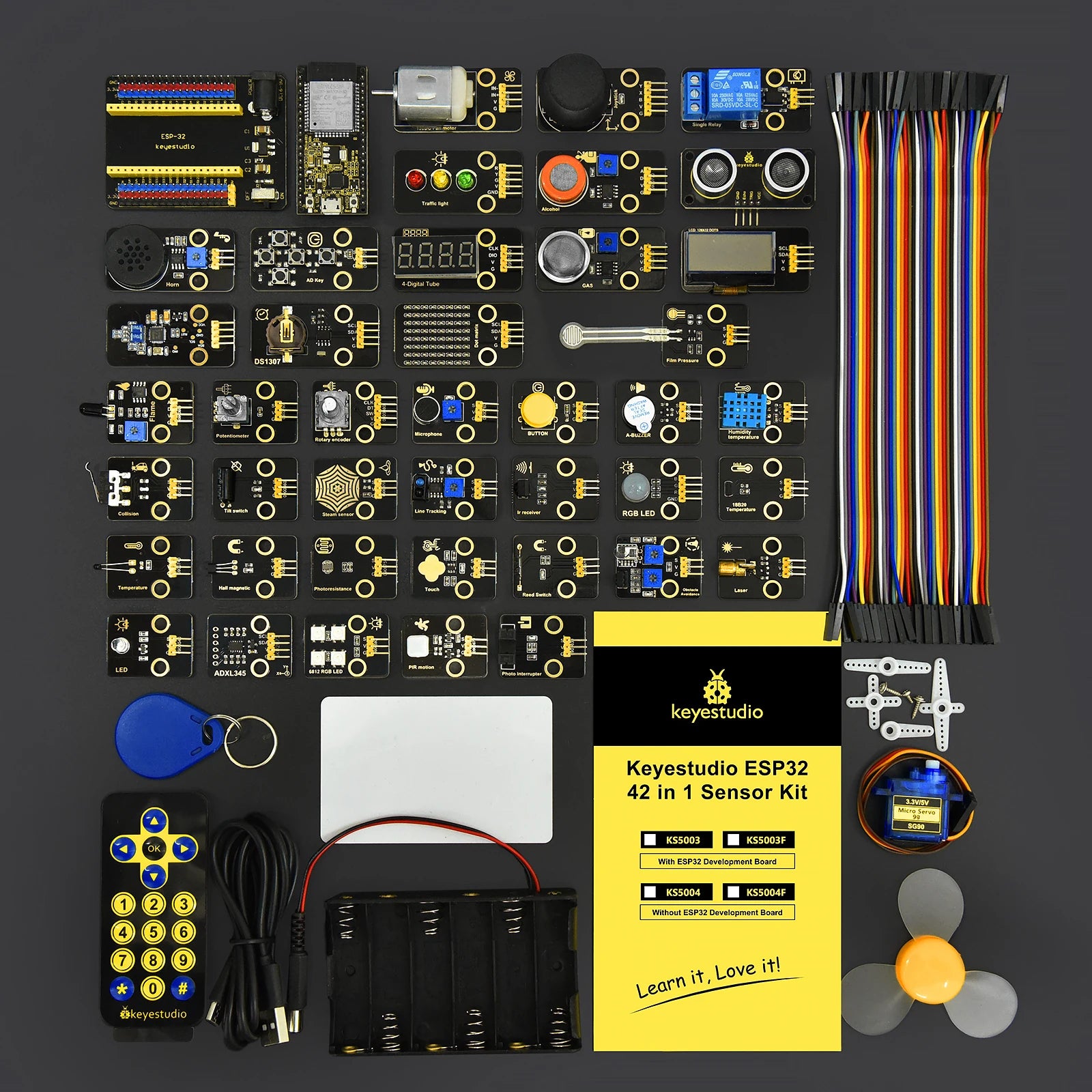Kidsbits 42 in1 ESP32 Sensor Module Kit for Adults Support Arduino C and MicroPython (65 Projects) Diy Electronic Education Kit