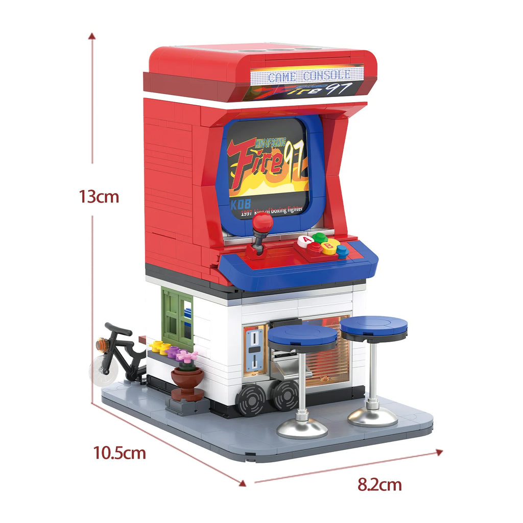 DIY Mini Retro Arcade Machine Blocks, Stress-Relief Nostalgia, Restore Arcade Game Hall Street Scene, Creative Model Gift