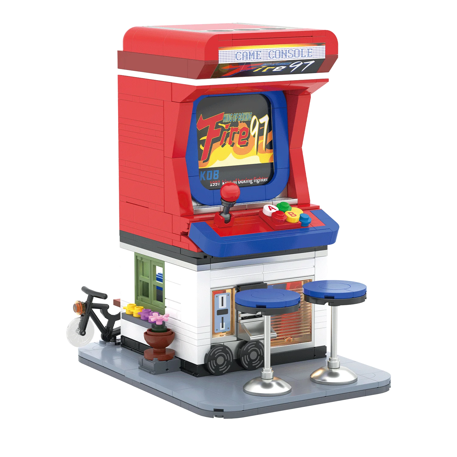 DIY Mini Retro Arcade Machine Blocks, Stress-Relief Nostalgia, Restore Arcade Game Hall Street Scene, Creative Model Gift