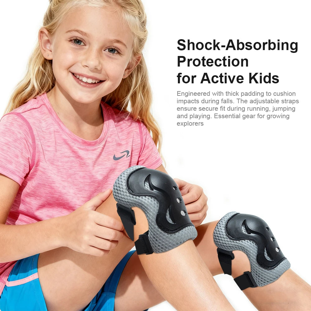 Kids Adjustable Helmet and Pads Set, Knee Pads Elbow Pads Wrist Guards Protective Gear for Kids 3-10, Ideal for Bicycle, Skatebo