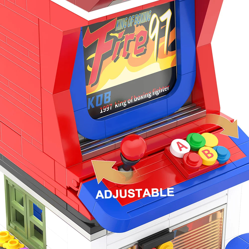 DIY Mini Retro Arcade Machine Blocks, Stress-Relief Nostalgia, Restore Arcade Game Hall Street Scene, Creative Model Gift