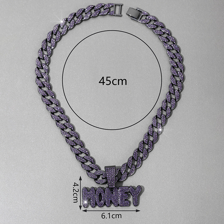 Hip Hop Diamond Letter Money Pendant Necklace