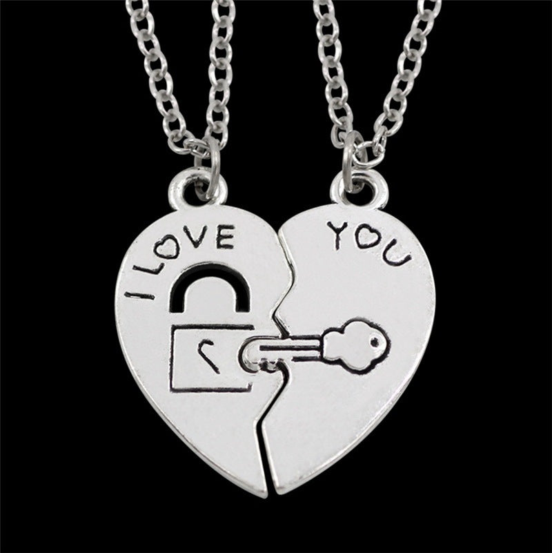 Silver Lock Key Love Necklace Korean Style