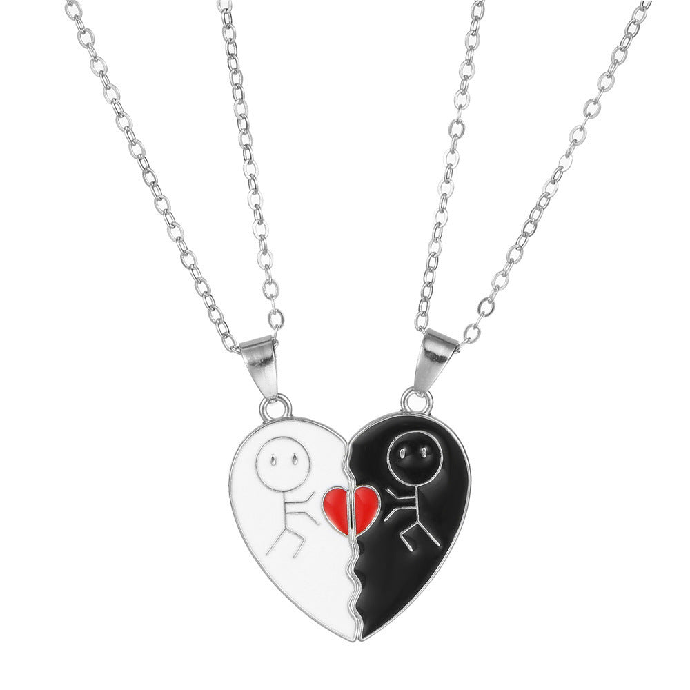Stickman Heart Couple Necklace