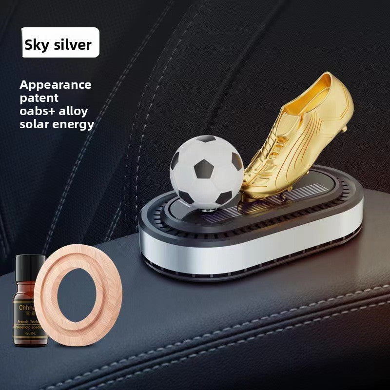 Solar Rotating Football Car Perfume Ornament
