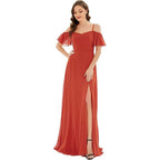 Off-Shoulder Chiffon Maxi Evening Gown