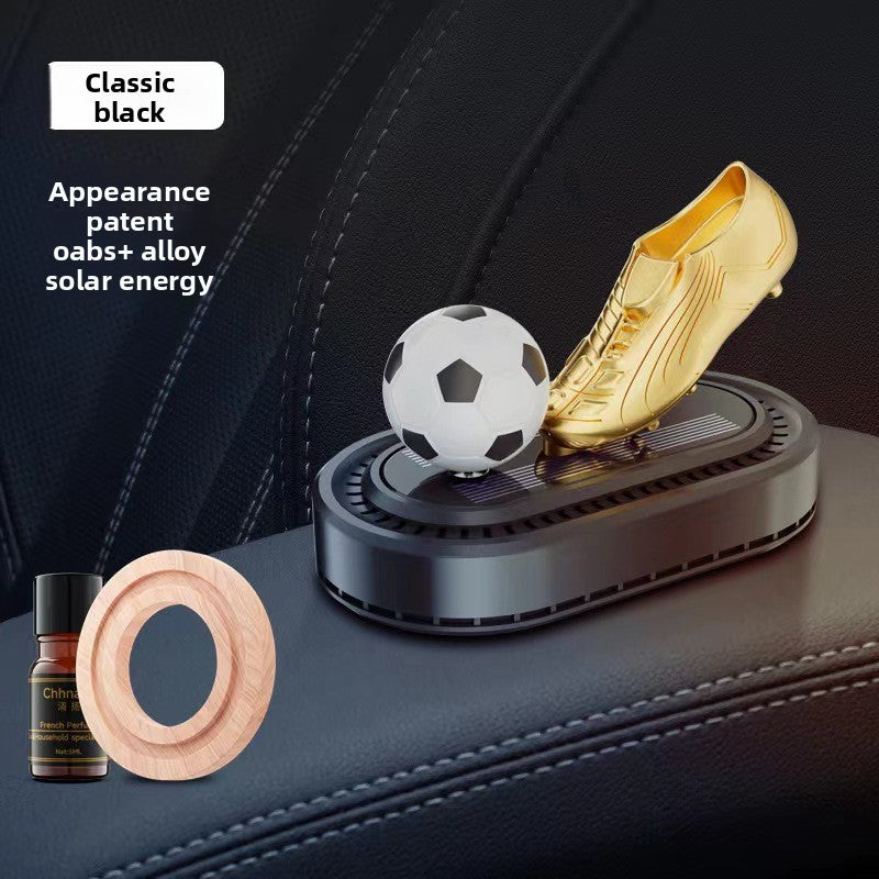 Solar Rotating Football Car Perfume Ornament