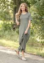 Jasmine Olive Ribbed Maxi Dress