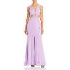 Aqua Ruched Cut-Out Evening Gown