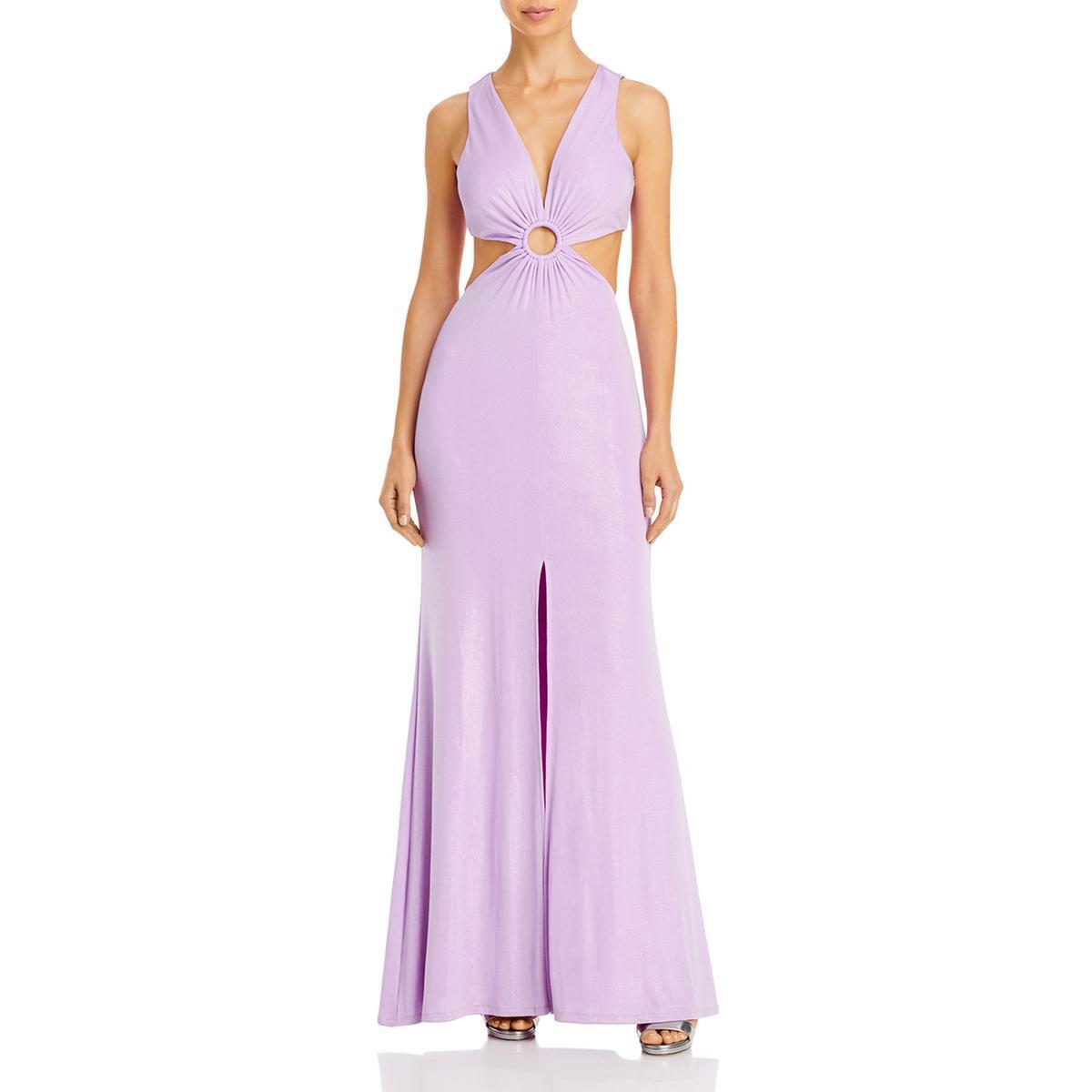 Aqua Ruched Cut-Out Evening Gown