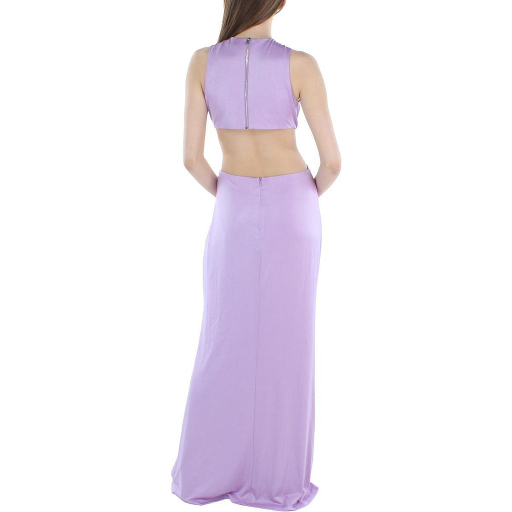 Aqua Ruched Cut-Out Evening Gown